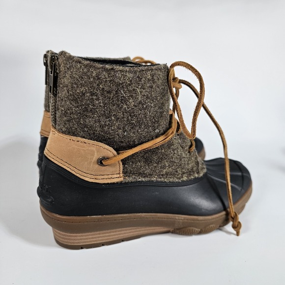 Sperry Duck Boots Womens 6 Saltwater Wedge Wool Rubber Toe Snow Water Leather - Picture 3 of 13